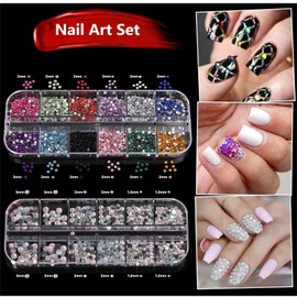 Nail Art Kit, Nail Design Tools Kit with Nail Art Brushes, Nail Art Dotting Pens, Nail Stickers for Nail Art, Nail Charms and Gems, Nail Rhinestones, Nail Art Decoration Kit