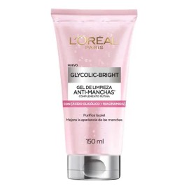 L'Oréal Paris Glycolic Bright Gel de Limpieza Profunda Anti Manchas, con Ácido Glicólico y Niacinamida, Reduce y Previene Todo Tipo de Manchas, 150 ml.