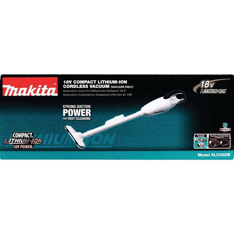 Makita XLC02ZW 18V LXT Lithium-Ion Compact Cordless Vacuum, Tool Only,