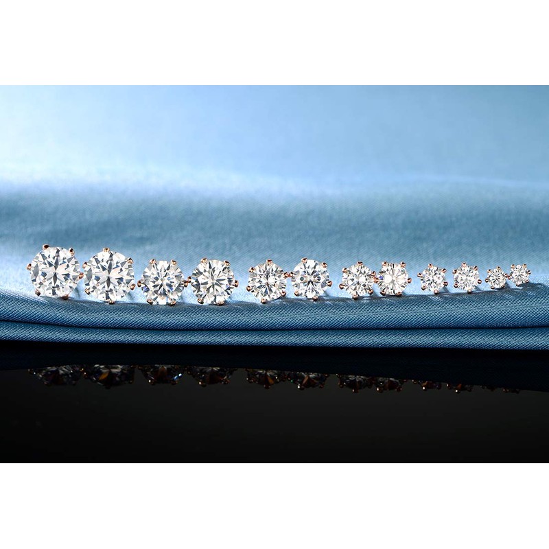 6 Pairs Rose Gold Plated Stud Earrings Set,Hypoallergenic Cubic Zirconia
