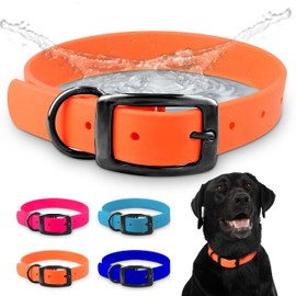 Regal Dog Products Small Orange Waterproof Hunting Dog Collar with Heavy Duty Black Hardware Buckle & D Ring | Custom Fit Vinyl-Coated Webbing Water Resistant Collar for Small, Medium & Large Dogs