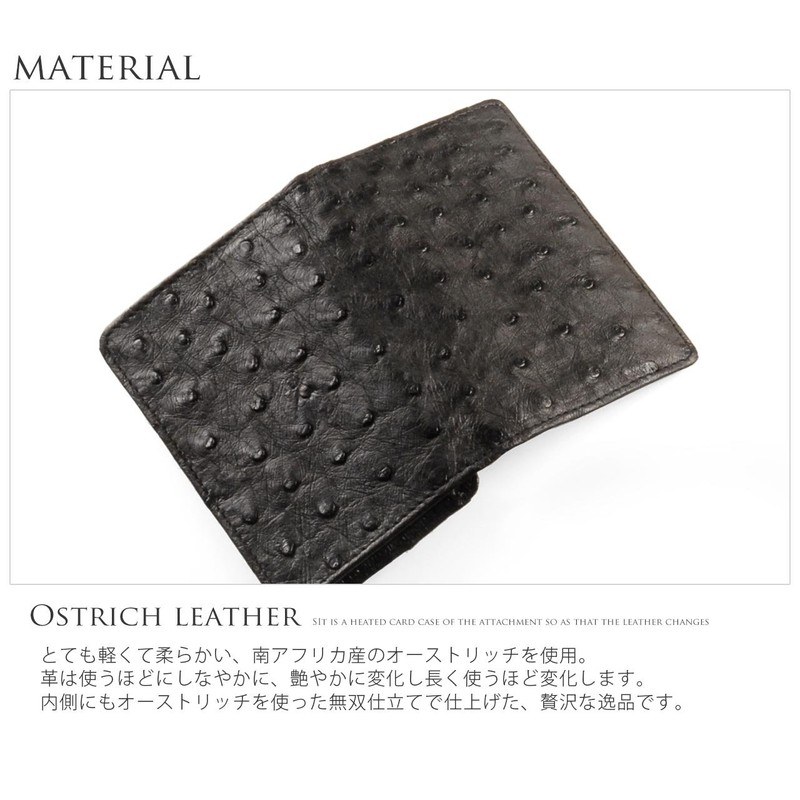 Sankyo Shokai Ostrich Leather Business Card Holder, Full Point Card