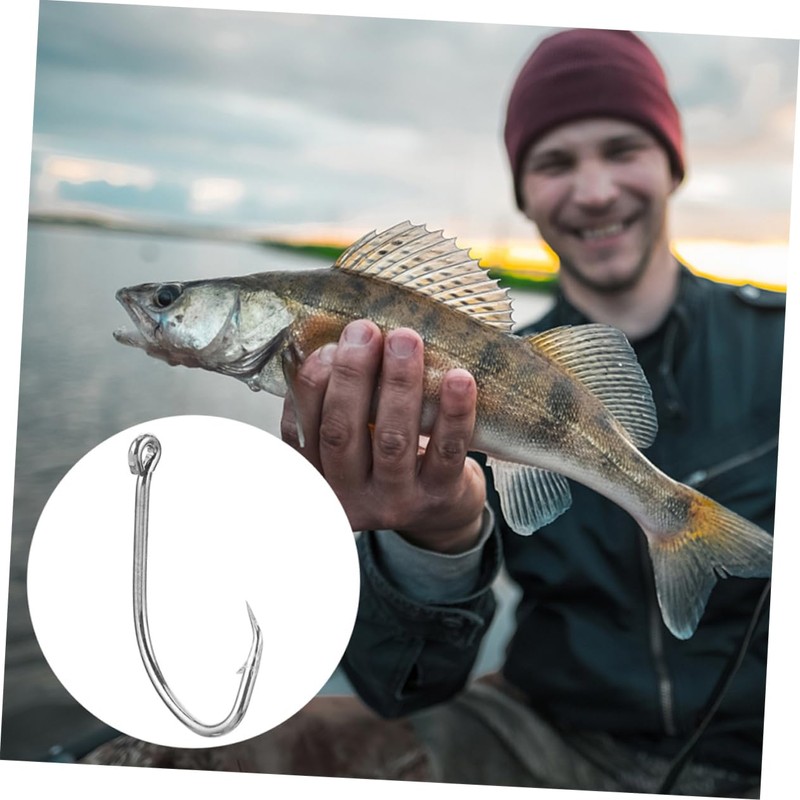 OHPHCALL Versatile Fishing Hooks Set 50pcs Long Shank Hooks Extractor