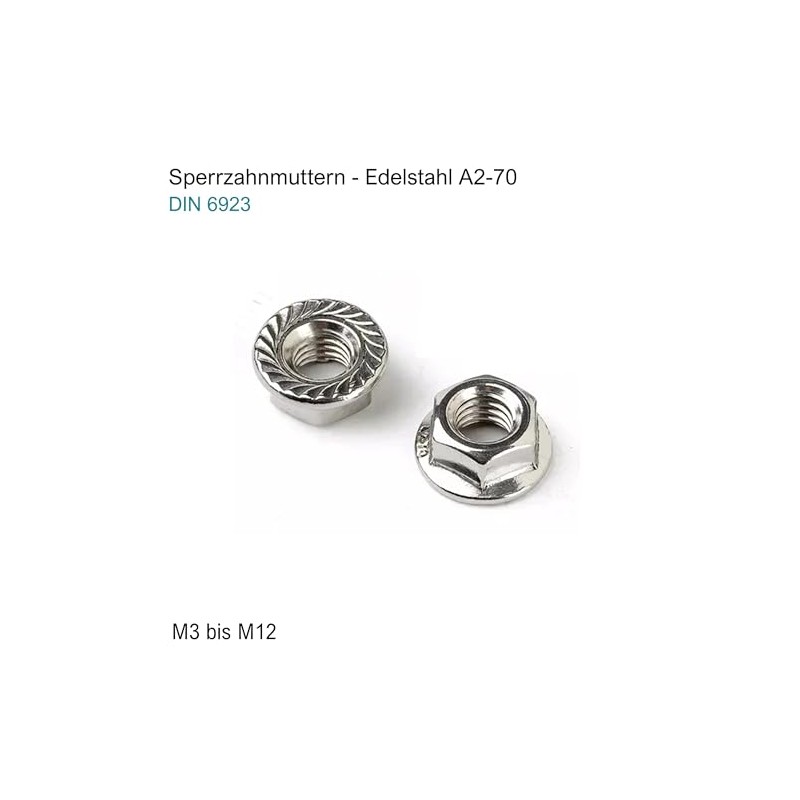 Flange Nuts Stainless Steel A2 DIN 6923 Flange Nut with