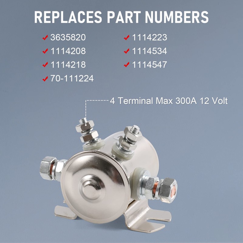 Max 300A 12 Volt Duty Solenoid Relay 4-Terminal for Golf
