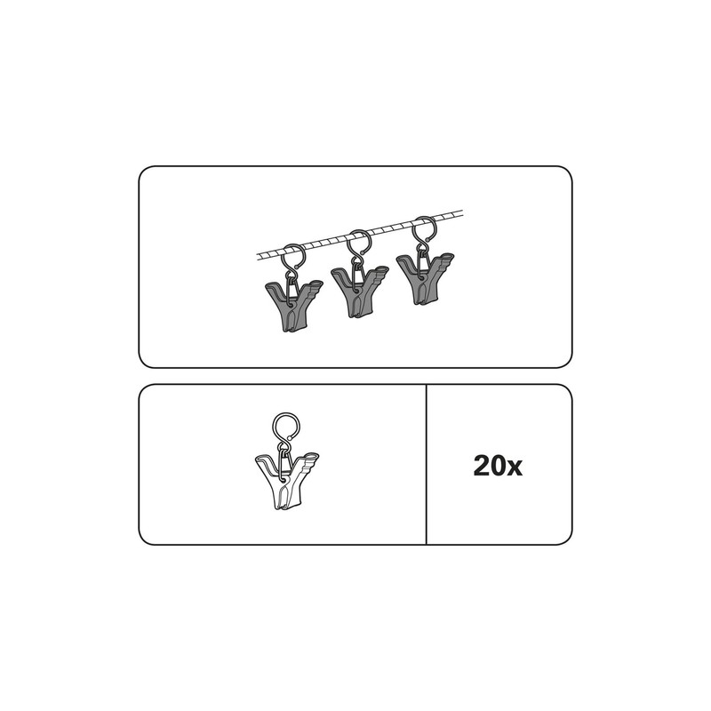 Gardinia Rope Clips for Rope Tensioning Fittings, for Hanging Curtains