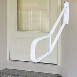 Garage Railing for Outdoor Steps, Sturdy Wall Mount handrail, Oval Flat Tube with Polished White, Suit for 1 to 3 Garage, Garden, Porch Steps(31.2in Length, 0.8 * 1.6in Tube)