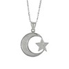 Better Jewelry, .925 Sterling Silver Muslim/Islam Crescent Moon + Star Pendant w. Cuban Chain (Small)