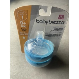 Baby Brezza Stage 1 - 0+ Months Slow Flow Nipples 2 per pack BLUE 4 Total (2)