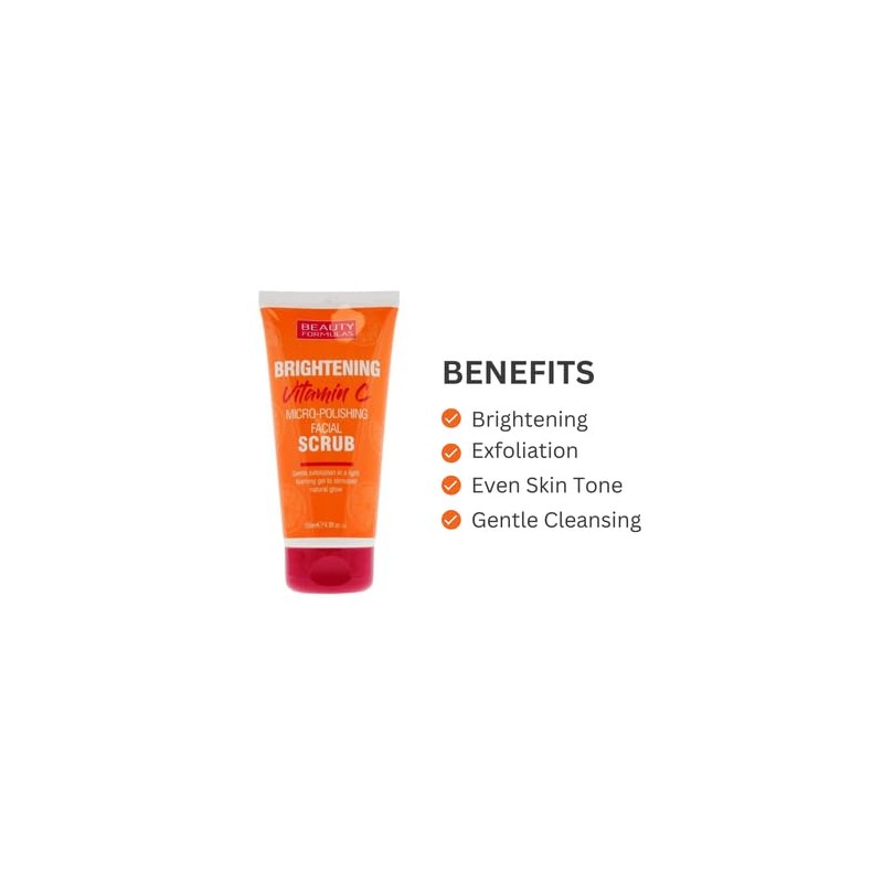 Beauty Formulas Brightening Vitamin C Facial Scrub, 150ml, Pack of