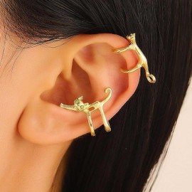 Inateannal Cat Ear Cuff Earrings Gold Cat Ear Cuff Wrap Earrings Cat Cuff Climber Animal Ear Cartilage Earrings Cute Kitten Non Piercing Crawler Earrings Jewelry for Women