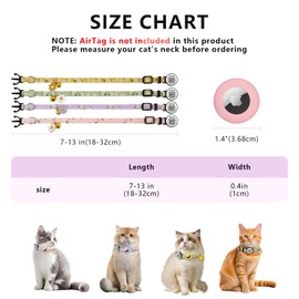 Airtag Cat Collar, Kitten Collar Breakaway with Silicone Airtag Holder with Smart ID tag, Bells & Flower Charm for Girl Cats Boy Small Dogs GPS,Integrated Cat Tracker /8-13in (Pink)