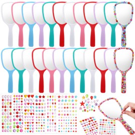 Wonderjune 24 Pcs Handheld Mirror DIY Decorate Your Own Princess Mirror Mermaid Mirrors Princess Crafts Small Mirrors for Classroom Princess Birthday Party Favors Princess Game Decorations Supplies