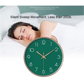 Taodyans Modern Kinder Wanduhr Ohne Tickgeräusche, Küche Wand Uhr 30cm Quarz Batteriebetrieben Hängende Uhr für Büro Klassenzimmer Wohnzimmer Schlafzimmer (Grün)