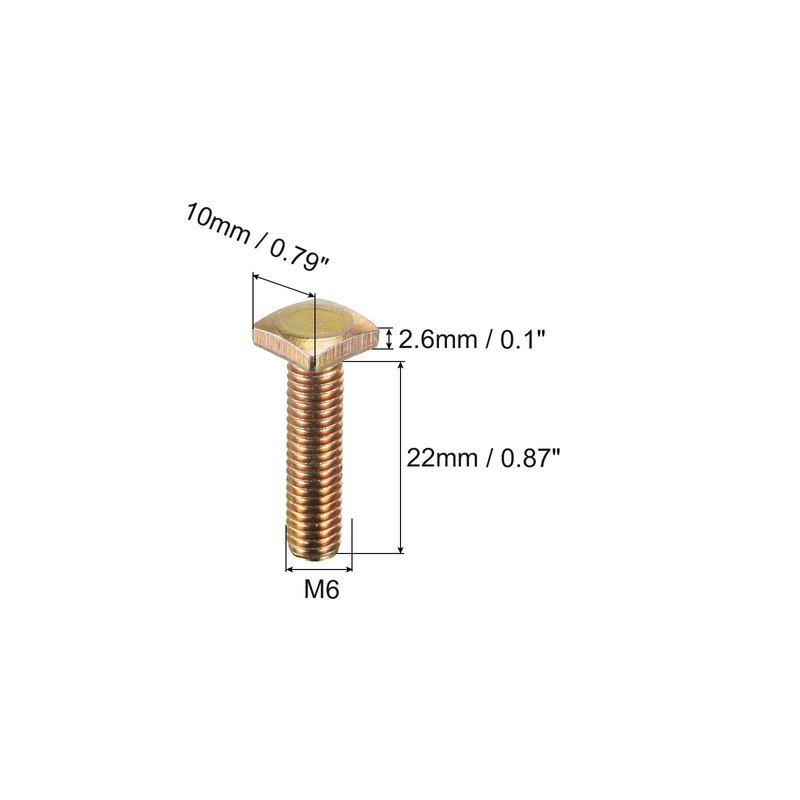 uxcell Square Head Bolt, 20pcs M6x25mm Fully Thread Carbon Steel