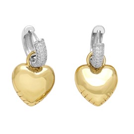 Gold Plated Bubble Heart Star Hoop Earrings Crystal Zircon Earrings Party Jewelry for Women (Heart)