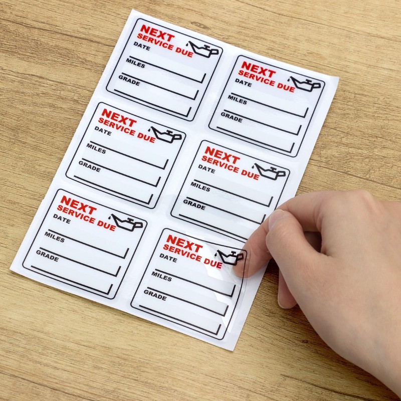 for Oil Change Sticker Static Cling, Clear Stickers 120 Pcs