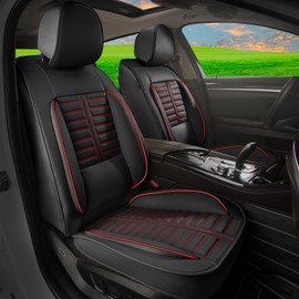 RAWAKORW Full Set Seat Covers Fit for 2019-2023 2024 Ford Ranger Premium Faux Leather Car Seat Cushion with Lumbar Support (5 Seat, Black&Red)