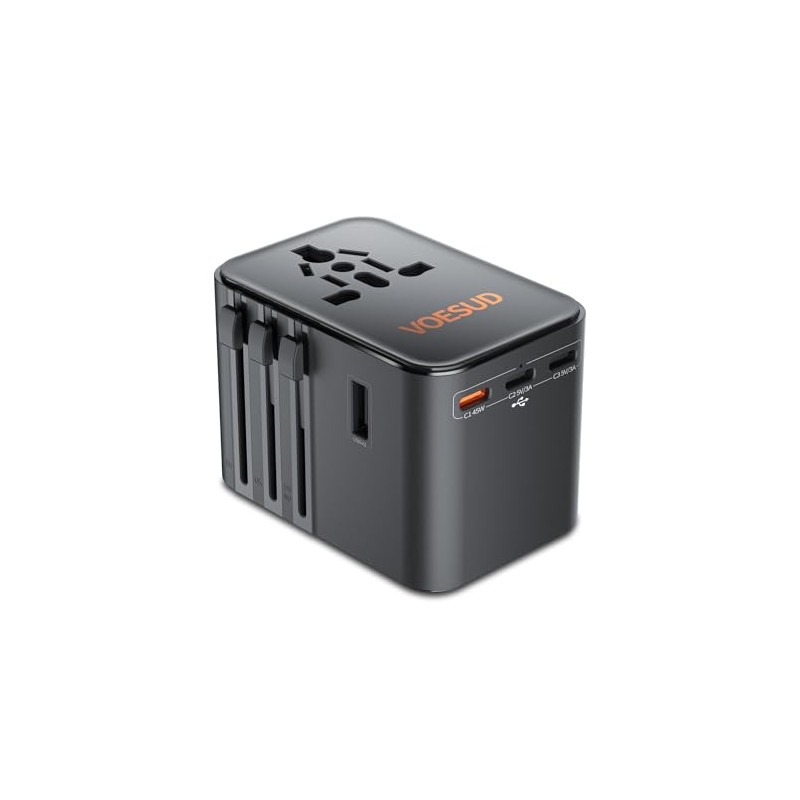 VOESUD Universal Travel Adapter, Deep black