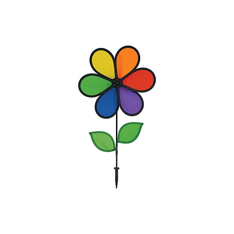 In the Breeze 12-Inch Rainbow Flower Spinner, 2639, 6-Petal Flower
