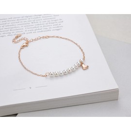 TISSGIRL 9 Year Old Girl Gifts - Sweet Pearl Bracelet Gifts for 9 Year Old Girls, Adjustable Pearl Bracelet, Presents for 9 Year Old Little Girls