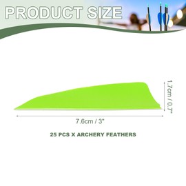 YELARXI Arrow Vanes Turkey Archery Arrows Feathers Fletching, 3 Inch Left Wing Fit for Hunting Target Shooting - Shield Cut (25Pcs, Fluorescent Green)