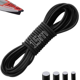 TXXATX Rubber Rope 4 mm Rubber Cord 15 m Expander Rope Black Rubber Cord UV Protection Rubber Band Round Bungee Cord Tension Rope Rubber Cord for Trailer Tarpaulin Tents Sail Rowing Equipment