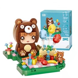 LOZ Clamping Blocks Manga Series Building Block Kit Bear Boy with Picnic Japan Hero Lonestar Bricks DIY