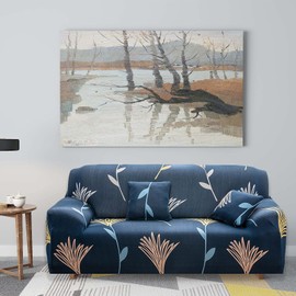 Teynewer 1-Piece Fit Stretch Sofa Cover, Sofa Slipcover Elastic Fabric Printed Pattern Chair Loveseat Couch Settee Sofa Covers Universal Fitted Furniture Cover Protector (2 Seater, #Wildflower)