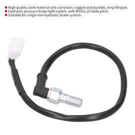 KIMISS Hydraulic Brake Light Switch, Steel Hydraulic Pressure Brake Light Switch M10x1.25 Screw Spacing for Single Line Hydraulic Brake System (with Plug)