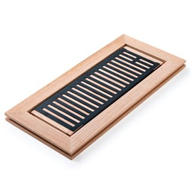 Razo White Oak Flush Mount Floor Register, Wood Vent Cover, 4x12 Inch (Duct Opening), 3/4 Inch Thickness, with Damper, Unfinished