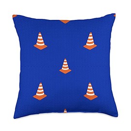 Orange Pylon Traffic Cone Road Construction Safety Throw Pillow