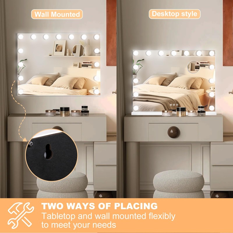 Moonee Vanity Mirror with Lights, Hollywood Lighted Makeup Mirror with