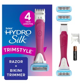 Afeitadora Schick Hydro Silk TrimStyle con recortadora de bikini para mujeres | Afeitadora de bikini 2 en 1 para mujeres y recortadora para vello púbi