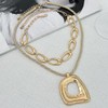 DIONFEI Fashionable Layered Gold Chain Pendant Necklace - Beige Rope