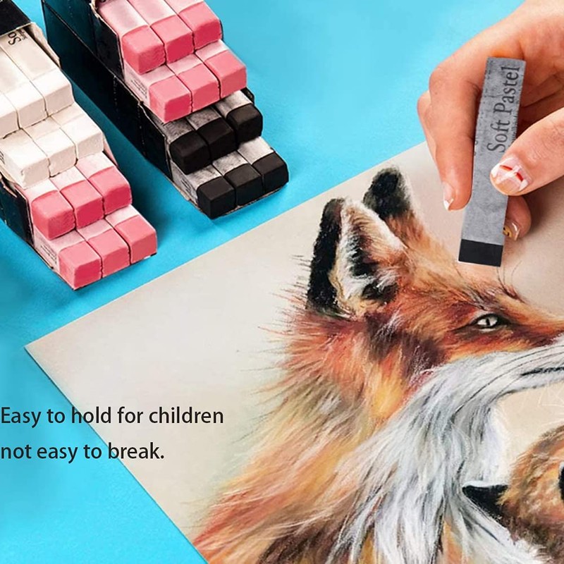 Set of 6 Square Soft Pastels in Pure Colours Non-Toxic