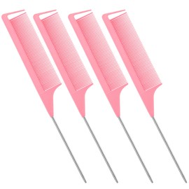 Rat Tail Combs for Parting Tail Comb Parting Comb Hair Combs Teasing Combs Fine Tooth Comb Rattail Comb With Parting Tip Metal Rat Tail Comb for Parting Hair Styling Comb Hair Parting Comb 4pcs