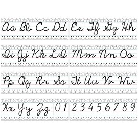 Humyoun Set of 9 Cursive Writing Bulletin Board Cursive Alphabet Wall Strip for Teacher Supplies, Classroom Teaching Tool, Homeschooling, Kids Education(Simple Line)