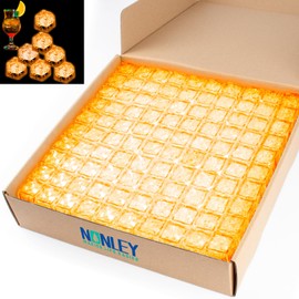 Light Up Ice Cubes Bulk, 200 PCS Orange Led Ice Cubes for Drinks with Changing Lights, IP67 Waterproof Reusable Glowing Flashing Ice Cube for Club Bar Party Wedding Decor