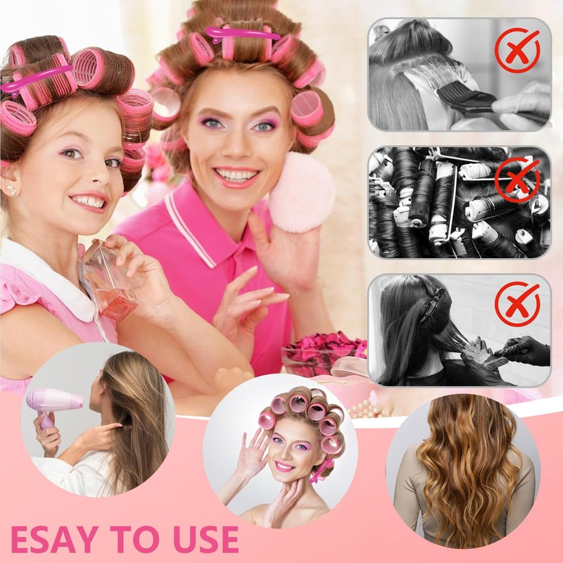 TopBine Self Grip Rollers Hair Curlers 30Pcs Set with 18Pcs