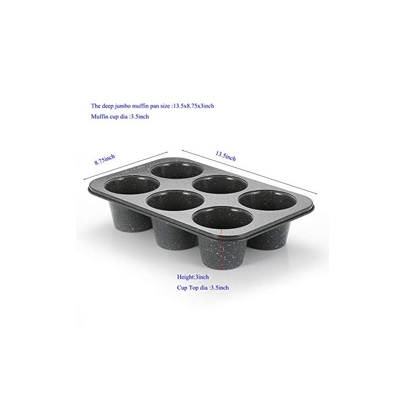 Monfish 2pcs Jumbo Deep Muffin Pan - 6-Cavity Baking Tray,