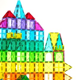 NEOFORMERS Magnetic Tiles Car Set Truck Kit Toy with Stronger Magnets, Educational Magnet Cars with Re-Enforced Hitch and Long Bed for Girls Boys Toddler Ages 3+ (96 PCS Set)