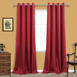 Red Curtains for Living Room,Thermal Extra Long 108 Inches 2 Panels Set Blackout Cloth Sheet Curtain Drapes for Sliding Glass Door Family Apartment House Backdrop Decoration Parties 52x108 Inch Length