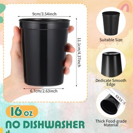 60 Pieces 16oz Reusable Plastic Kids Stadium Cups Bulk Blank Plastic Tumbler Colorful Kids Drinking Cups Large Plastic Cups for Birthday Picnics Sports Event Wedding Party Supplies (Elegant Colors)