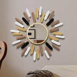 HEBOIX 24" Boho Style Wall Mirror Flower Design,Luxury Decorative Mirrors for Wall Decor Entryway/Dining Room/Kitchen