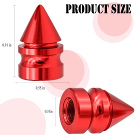 MEAJOO 6PCS Spiked Style Tire Valve Stem Caps, Corrosion Resistant, Universal Aluminium Alloy Dustproof Tire Valve Stem Covers for Cars, SUV, Trucks, Bikes, Motorcycles, Bicycles(Red)