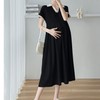 Momkong Maternity One-Piece Dress | Summer Pregnancy Wear Black/L