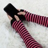 Allegra K Women's Fingerless Gloves Printed Elbow Length Knitted Arm