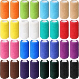 36 Pcs Self Adherent Bandage Wrap Breathable Cohesive Bandage Elastic Adhesive Tape for Stretch Athletic Sports Wrist Ankle, 4 Inch x 5 Yard (Multicolored)