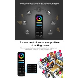 LGIDTECH FUT089-B 8-Zone LED Remote Controller Black Color,Work with RGB+CCT LED Light Bulb,Downlight,Strip Controller.Not Work with FUT035 FUT036 FUT037 FUT038 FUT039